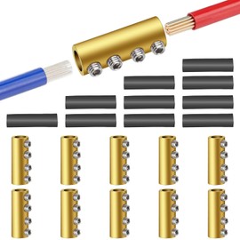 Linkstyle 10pcs 6-10 AWG 6 8 10 Gauge Wire Connector Nut Kit, 80Amps Splicing Screw Quick Wiring Connection Circuit Brass Terminals, Screw-Fixed Type Heat Shrink Butt Wire Connectors