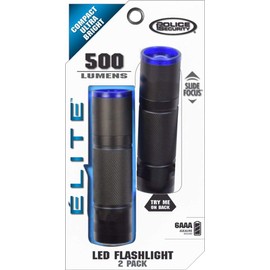 Police Security Compact Elite 500 Lumens LED Storm Flashlight (2-Pack) Black