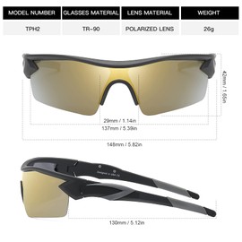 Bevi Sports Polarized Sports Sunglasses for Men Women Running Cycling Fishing Golf Baseball Driving Sun Glasses TR90 UV400 (Gold)
