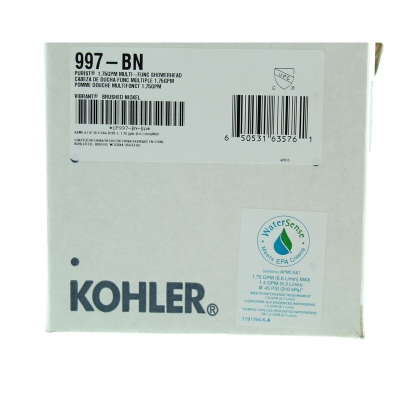 Kohler Purist Shower Head Multifunction, 1.75 GPM, Brushed Nickel K-997-BN