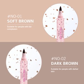 Pack of 2 Freckle Pen, Waterproof Durable Freckle Pen, Natural Lifelike Freckle Makeup Pen for Natural Effortless Sunkissed Makeup (01#Delicate Brown+02#Dark Brown)