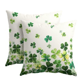 Kawani St Patricks Day Pillow Covers 18x18 Inch Green Shamrock Outdoor Decorative Throw Pillow Covers Set of 2 Spring Lucky Clover Pillowcases Farmhouse Cushion Covers for Couch Decor