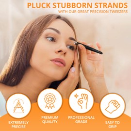 Tweezers Set: Stainless Steel Pointed and Slanted Tweezer for Eyebrows, Facial Hair, Ingrown Hairs and splinters. (2PCS)