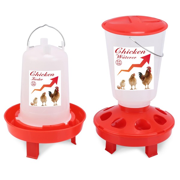 zeetmart Chick Feeder and Waterer Set Top Fill 3.3LB Feeder