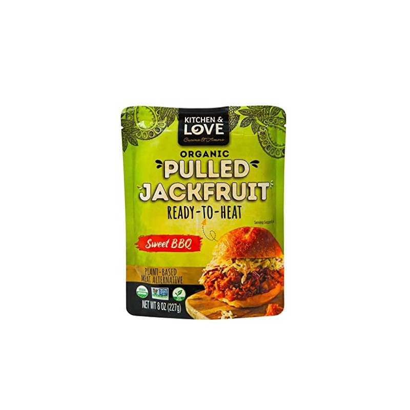 Kitchen & Love Organic Sweet BBQ Pulled Jackfruit, Non GMO,