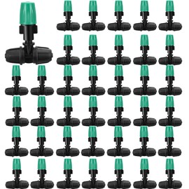 50Pcs Micro Misting Spray Emitters for 1/4 Inch Irrigation Tubing, 3 Way Lock Barbed Adjustable Misting Nozzle 1/4" Drip Line Misting Emitters Drip System Parts for Garden Watering Sprinkler System