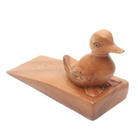 NOVICA Animal Themed Wood Doorstop, Brown, Helpful Duck in Brown'