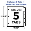 Avery Index Maker Extra-Wide Clear Label Dividers, White, 5-Tab Set
