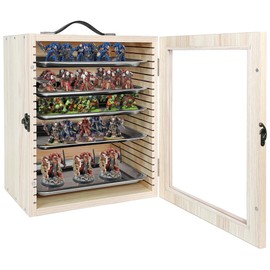 Miniature Display Case with 5 Metal Trays, Miniature Carrying Case, Miniature Storage, Miniature Case, Miniature Storage Case for Miniature Lovers, Oak Color