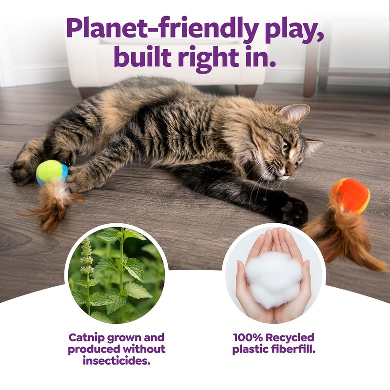 SmartyKat Flutter Balls Catnip Plush and Feather Cat Toys, Erratic