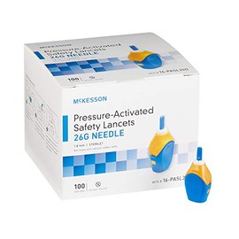 McKesson Safety Lancets, Sterile, Pressure-Activated, 26 Gauge Needle, 1.8 mm, 100 Count, 1 Pack