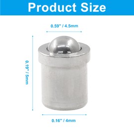 LifCratms 24Pcs Spring Plunger,Stainless Steel Ball Plunger, Ball Catch Latch Catcher for Door Cabinet Closet Drawer Ball Plunger(4x5mm)