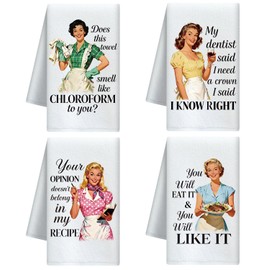 CUTHOLLOW Vintage Housewife Decorative Kitchen Towels Set of 4, 15.74"x23.62" Soft & Absorbent Microfiber Dish Towel for Home Tea Bar, Best Gift for Housewarming Christmas Birthday