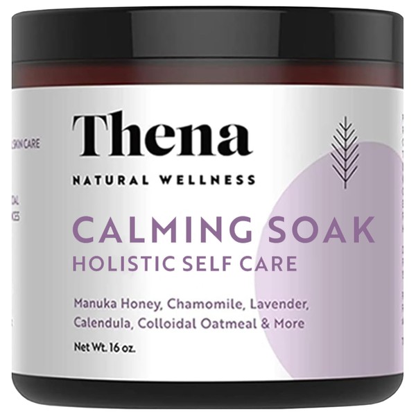 Thena Organic Calming Bath Therapy Ultra Gentle Formula with 10% Colloidal Oatmeal Manuka Honey Calendula Dead Sea Salt Natural Eczema Treatment for Dry Itchy Skin Babies Kids Adults