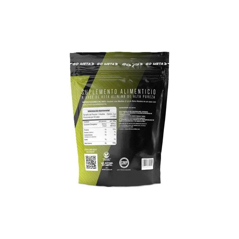 Beta Alanina Meta Nutrition 200grs 100 Serv Sin sabor