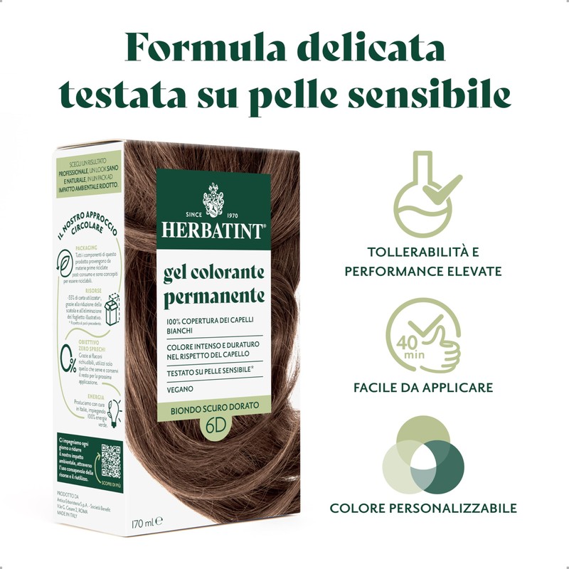 Herbatint Permanent Hair Colour 6D Dark Blonde Golden Blonde -