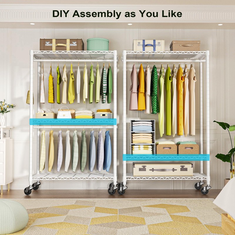 FUTASSI P3 Rolling Clothes Rack, Clothing Racks for Hanging Clothes,
