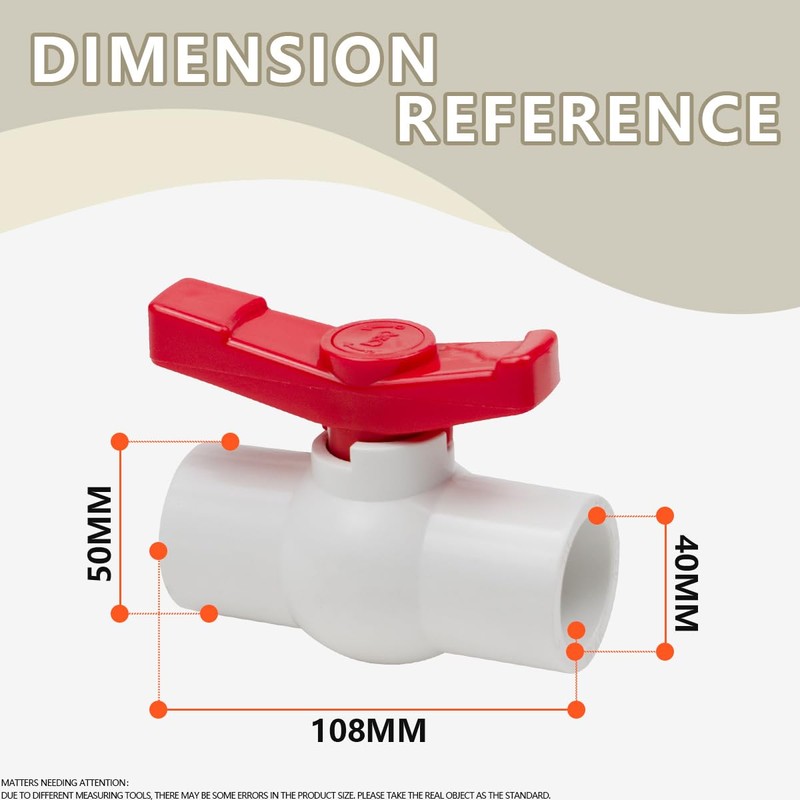 Bwintech 2 Pcs 40MM PVC Ball Valve,Faucet Water Stop Ball