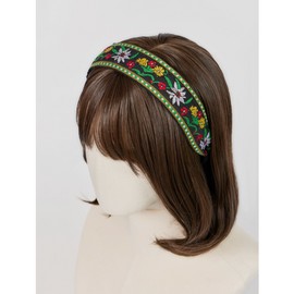 Lala 마이아 그린 꽃 쟈가드 헤어밴드 - 민자형 옐로우그린(MAIAHB045) Maia Green Flower Jacquard Headband - Solid Yellow Green (MAIAHB045)