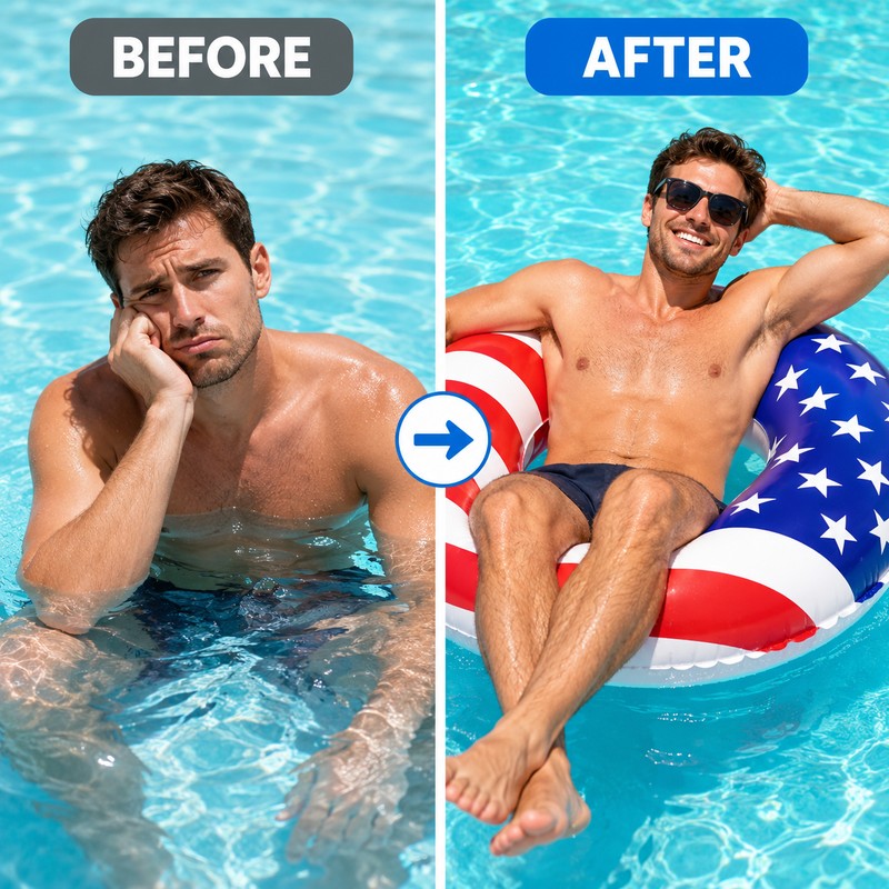 American Flag Inflatable Swim Ring for Adults – 48-Inch PVC