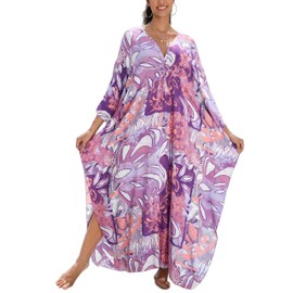 KEYLORTING Women's Plus Size Kaftan Dress – plus size maxi dress Moo Moos Beach Cover Up,Bathing Suit Cover-Up Loungewear