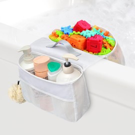 Piashow Bath Toy Storage, 2 Compartments Bath Toy Hanging Organiser Bag, Children's Shower Toy Holder, Storage and Sorting of Toys