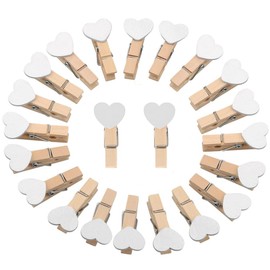 Mini Pegs,100 PCS Tiny Pegs Heart Shape 3cm/1.18in Wooden Photo Display Clips Wooden White Love Heart Peg for Wedding Card Picture Photo Paper Hanging Holder Party Decoration
