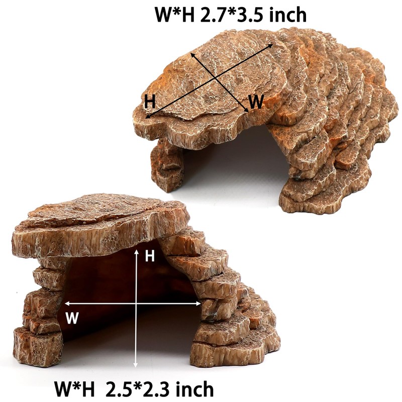 Gecko Hide Shale Scape Step Ledge, Reptile Cave Hideout Tank