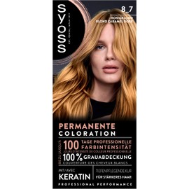 Syoss Color Coloration 8_7 Honey Blonde Level 3 (2 x 115 ml), Permanent Hair Colour for up to 10 Weeks of Colour Intensity and 70% Less Hair Breakage*