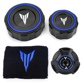 LLIDFONK Für MT09 MT-09 SP MT 09 2021-2025 TRACER 9 GT Plus Aluminum Zubehör Motorrad Vorher und nachher Bremsflüssigkeit Reservior Abdeckung Socke Motoröl Einfülldeckel