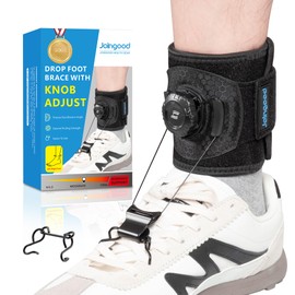 Adjustable AFO Foot Drop Brace with Quick Adjust Knob and Wide Hook Eyelet Hook, Drop Foot Brace for Men and Women, Lightweight Foot Drop Brace for Walking, Left or Right Foot Stroke Recovery , S/M