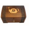 MilmaArtGift Tea Chest Hand-Carved Floral Teapot Design Decorative Wood Chest