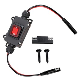 12V Inline Toggle Power Switch, 12AWG on/Off Switch SAE to SAE Cable, IP67 Quick Connect/Disconnect Red Light Button, Suitable for Motorcycle, Solar Panel, RV, Camping Trailer on/Off Connection