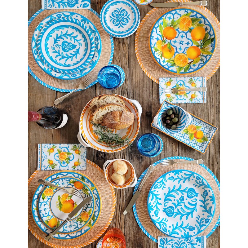 Le Cadeaux Luxury Melamine Cereal Serving Bowls, Set of 4,Sicily