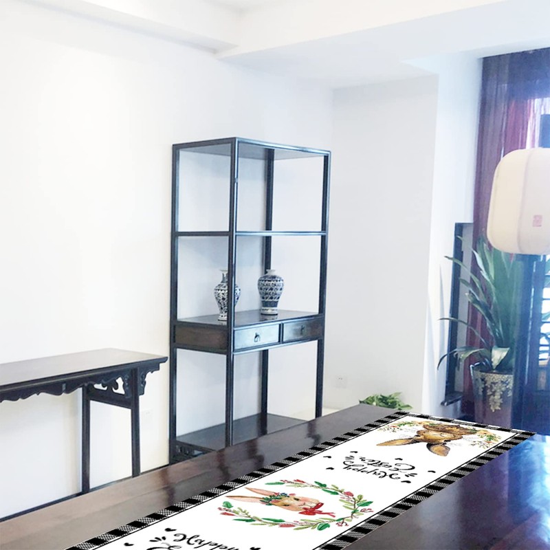 Easter Table Runner Rabbit Tablecloth Table Cover Decor for Home