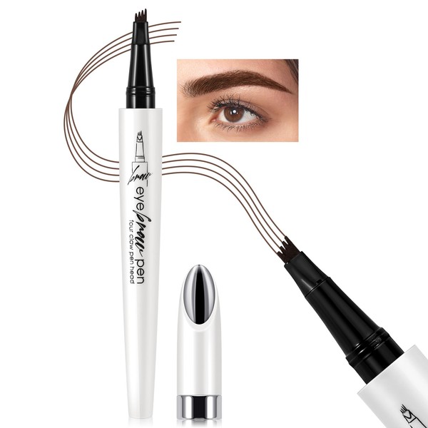 Boobeen Waterproof Liquid Eyebrow Pencil, 4 Micro Fork Tips for