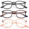 Newbee Fashion 3 Pairs Slim Square Light Frame Reading Glasses
