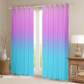 Homemissing Blue and Pink Ombre Curtains for Bedroom Living Room Girls Rainbow 30%-50% Blackout Curtains for Kids Colorful Window Drapes Gradient Strle Window Treatments W46*L54