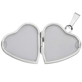 Jobo Women's Heart Locket 925 Silver Open for 2 Photos, Silver, No Gemstone
