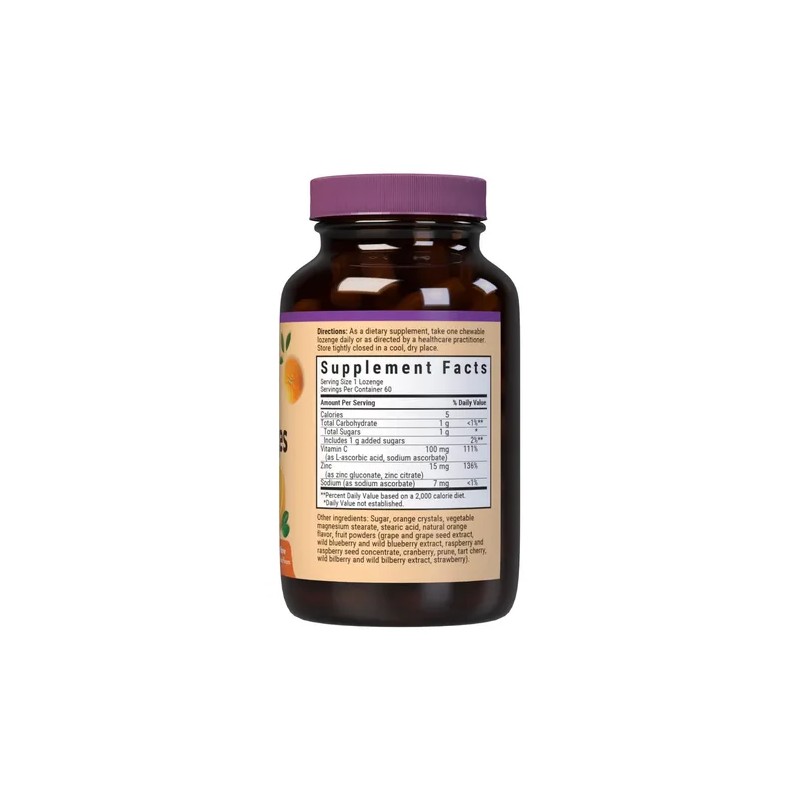Bluebonnet Pastillas Zinc 15mg Vitamina C Naranja 60pz