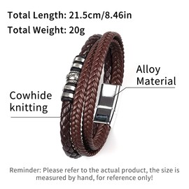 Generisch Bracelets for men, men's leather bracelet, multi-layer braided leather bracelet, black men's bracelet with magnetic closure, 100% brand