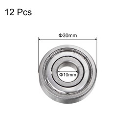sourcing map 12pcs 6200ZZ Deep Groove Ball Bearings 10mm Bore 30mm OD 9mm Thick Carbon Steel Double Shielded ABEC3 Z1 Bearing for Motors