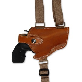 Barsony New Saddle Tan Leather Cross Harness Shoulder Holster for 2-3" Snub Nose Revolvers