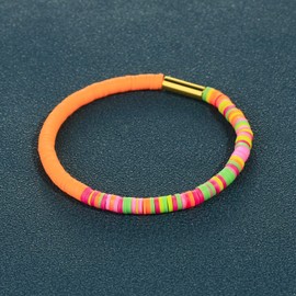 KELITCH Women's Stretch Bracelets Rainbow Heishi Beads Bracelets Stackable Friendship Bracelets, Metal, No-Gem-Tye