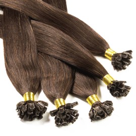 hair2heart Extensions Echthaar Bondings glatt - 25 Strähnen 1g 60cm 6/3 dunkelblond gold