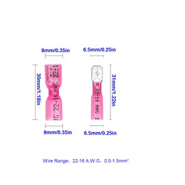 Ruidee 100PCS Heat Shrink Spade Connectors Female and Male Spade Wire Connectors Fully Insulated Quick Disconnect Crimp Terminals 22-16AWG Red/ARSH