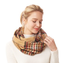 Winter Scarf for women Plaid Pattern Infinity Scarf Wraps (Plaid(1)-Beige)