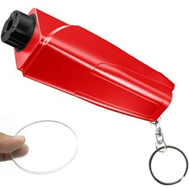 Rescue Hammer, Multi-functional Window Breaking Hammer, Submersion, Fire, Emergency Escape, Punch Type, Car Permanent Escape Hammer, Alloy Hammer Head, Test Glass Included (Red)