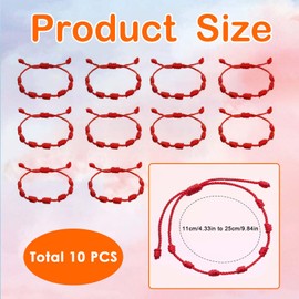 Red Bracelet for Protection Red String Bracelet Set – 10PCS Adjustable Kabbalah Bracelets with 7 Knots, Durable Woven Cord, Symbol of Good Luck and Protection, Unisex Design