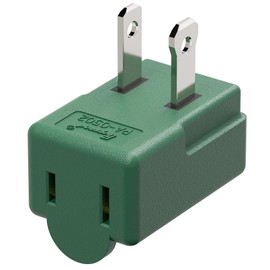 Right Angle Adapter,2-Prong 90 Degree Downward Angled AC Adapter, Polarized 2-Prong L Type Adapter, Vertical Right Angled Down Angle Power Adapter, PA-0502G Green Color